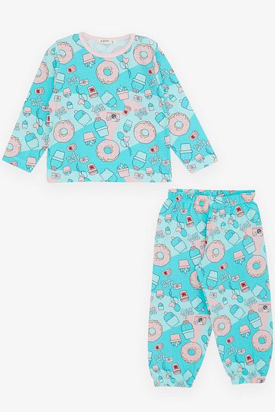 Breeze Baby Girl Pajama Set Party Themed 9 Months-3 Years, Turquoise