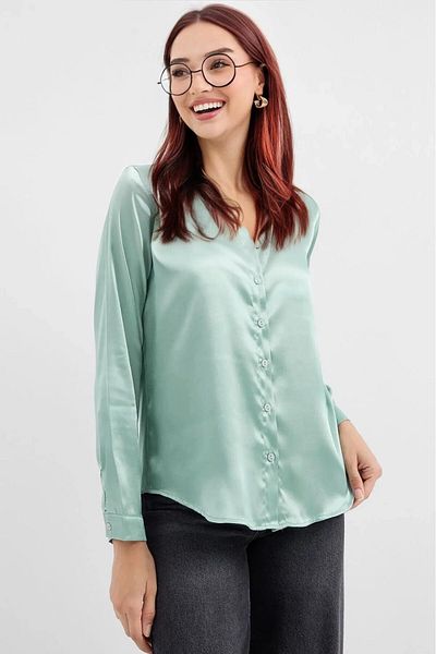 hazelin Γυναικείο Πράσινο Σατέν Πουκάμισο Hijab HZL25W-BD 139641