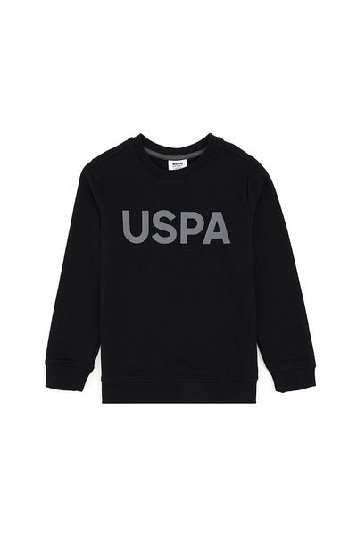 U.S. Polo Assn. Hanorac negru de bază cu gât crew pentru băiat 50289143 -vr046