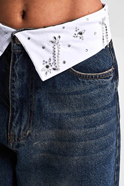 its basic T.Jeans Color Skater Fit női farmer - öv és kézzel hímzett