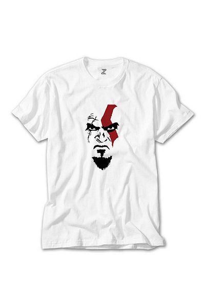 CrowsGate God Of War Kratos Face White T-Shirt
