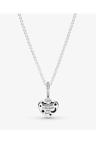 Hector&Co. Jewellery Işıltılı Mavi Ay ve Yıldızlar Kalp Kolye