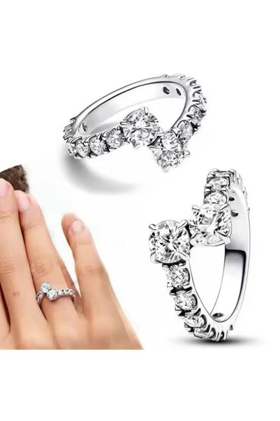 Hector&Co. Jewellery Işıltılı Kesişimli Gövdeli Yüzük