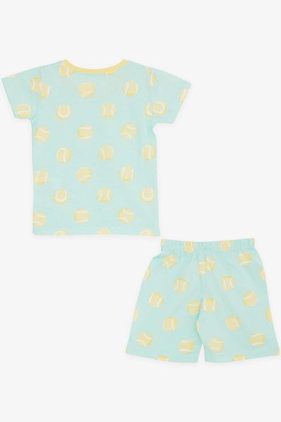 Breeze Girls & Boys Baby Boy Shorts Pajama Set, Tennis Ball Patterned, 9 Months-3 Years, Water Green