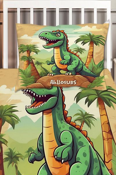 Else Dekor Dinosaur Patterned Boy's Single Decorative Bedspread with Pillowcase