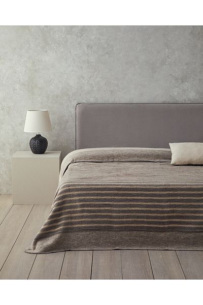 English Home Γκρι Βαμβακερή Μονή Κουβέρτα - Dotty Lines 150x200 cm