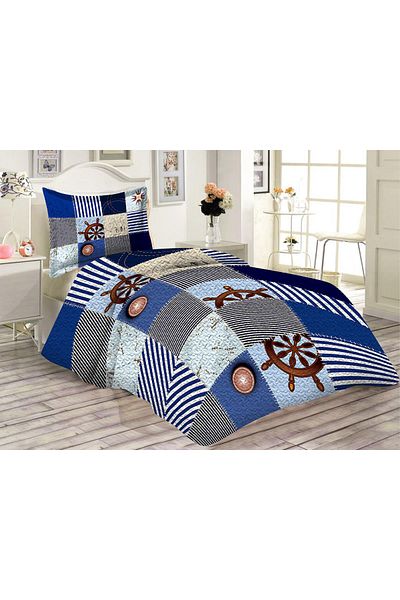 Doruklar Home Collection Set cuvertură de pat pentru copii cu model de navă - țesătură matlasată din catifea căptușită din bumbac