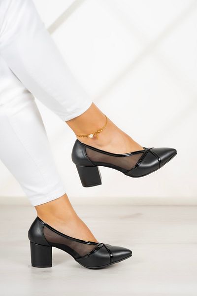 Erkan Saçmacı Mirabella 5 cm. Pantofi clasici negri Vegan Mesh