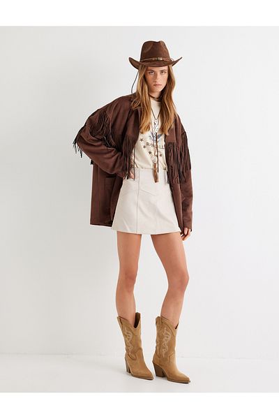 Koton A-Line Standard Waist Faux Suede Mini Skirt