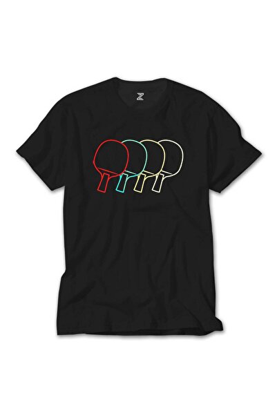 Generic Brand Rachete de tenis de masă Ping Pong Tricou negru