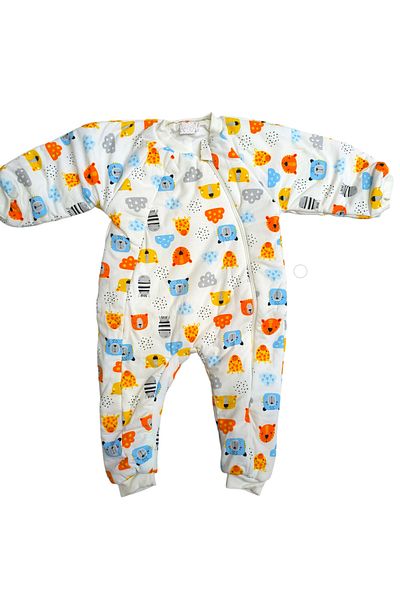 özdemirli bebe Colorful Bear Patterned Long Sleeve Crew Neck Children's Sleeping Bag for Ages 1-6 - 2.5 Tog