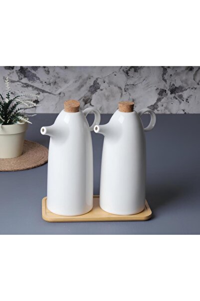 AROW Kate Bambu Tabaklı 2 Li Porselen Yağlık 800 Ml TR-3105