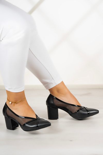 Erkan Saçmacı Mirabella 5 cm. Pantofi clasici negri Vegan Mesh