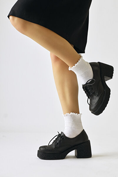 Limoya Lenie Black Laser Cut Detailed Women's Casual Shoes