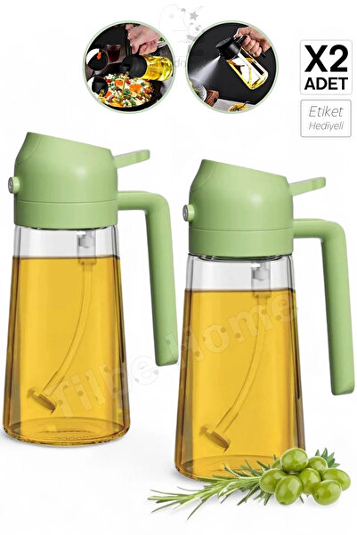 EMR SHOP 2 Adet Çift Fonksiyonlu Yağdanlık 550ml Zeytinyağı Sıvıyağ Cam Şişe ...