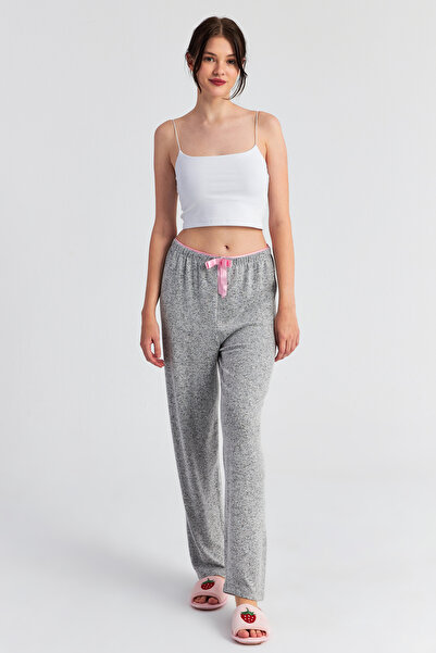 Ecrou Kadın Gri Yumoş Düz Pantolon, Pijama Altı