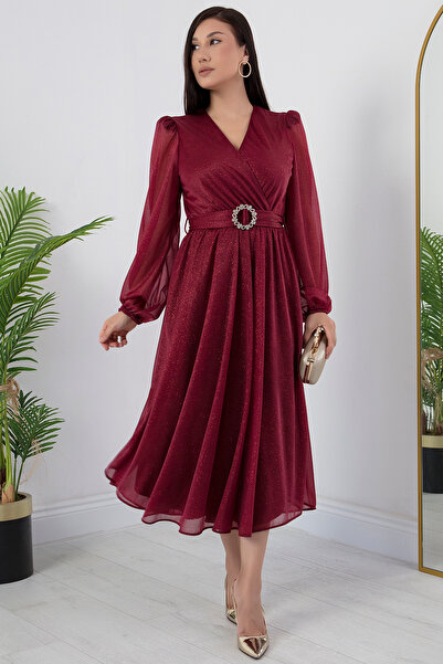PULLIMM Kruze Yaka Simli Tül Elbise GRS3590