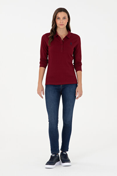 U.S. Polo Assn. Women's Burgundy Basic Polo Neck Sweatshirt 50289541-Vr014