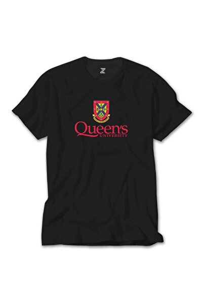Lunas Glow Tricou negru cu logo-ul Universității Queen pentru copii, 13-14 ani