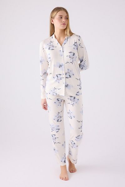Pierre Cardin Cream Colored Double Pajama Set - Single Jersey Rotation
