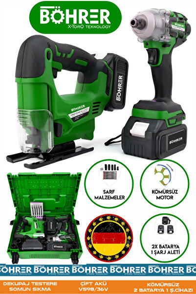 BÖHRER ALMAN BÖHRER ÇİFT AKÜLÜ V598 SOMUN SIKMA MAKİNESİ + DEKUPAJ TESTERE MA...