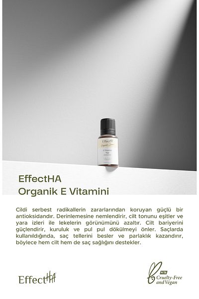 EffectHA Organic Vitamin E Oil 100% Pure Natural and Additive-Free Essential Oil 10ml