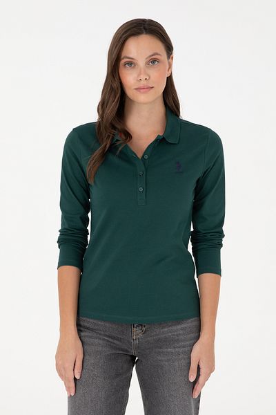 U.S. Polo Assn. Hanorac de damă verde închis de bază cu gât polo 50289541 -vr079