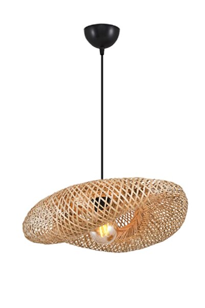 İstanbul Avize İstanbul Avize Vangu Siyah Duylu 40 Cm Avize Bambu,iskandinav,bohem,rattan,modern Aydınlatma