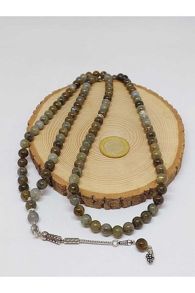 Yasamtohumu Πέτρα Labradorite 99 χάντρες προσευχής 8mm (4695)