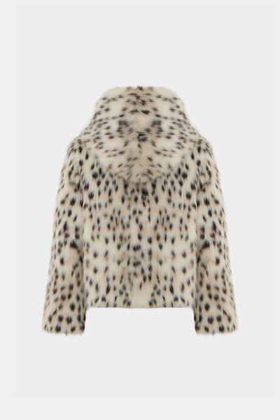 Açelya Okcu Premium Leopard Pattern Baby Collar Faux Fur Women's Jacket