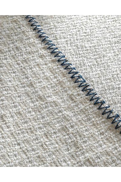 English Home Navy Blue-Grey Triple Stripe Scotch Double Blanket