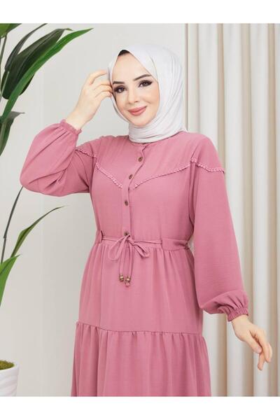 SHİROSA Γυναικείο φόρεμα Hijab με μισό κουμπί από ύφασμα Aerobin