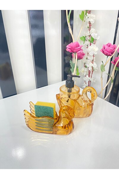 Milat Store Dekoratif Kuğu Sıvı Sabunluk Süngerlik Set,Kuğu Mutfak Seti Sıvı ...