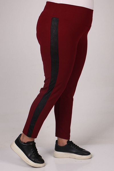 Eslina 29504 Large Size Side Waterport Scuba Leggings-burgundy