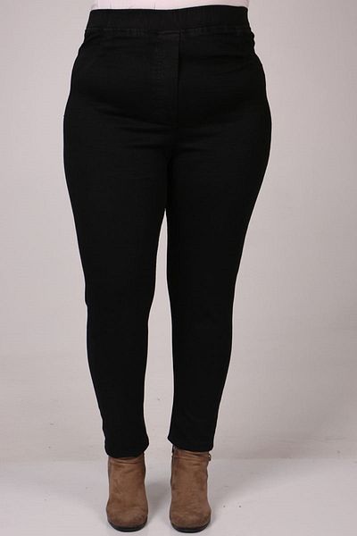 Eslina 9184-2 Large Size Elastic Waist Skinny Jeans - Black