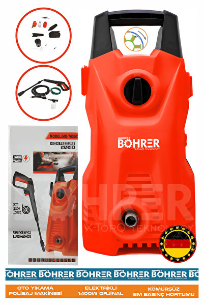BÖHRER ALMAN YÜKSEK BASINÇLI ELEKTRİKLİ KIRMIZI ARAÇ OTO YIKAMA ARABA YIKAMA ...