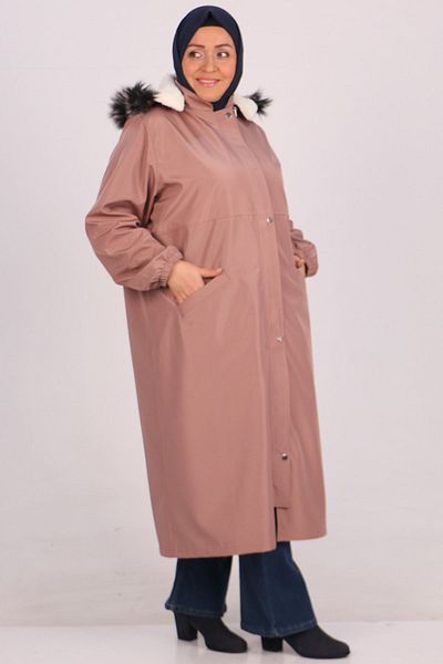 Eslina 33106 Plus Size Fur Bondit Cap-Dry Rose
