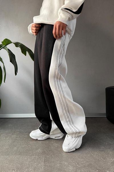 Flaw Wear Double Colored Baggy Black Sweatpants