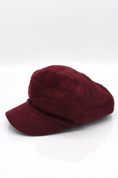 Külah Women's Cap Wool Flat Cap Burgundy Hat