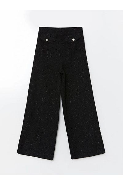 LC Waikiki Lcw Kids New Black Elastic Waist Girl's Tweed Trousers