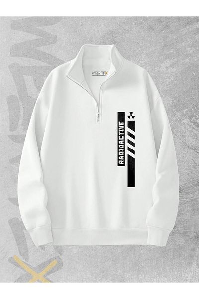 WEARTEX Radioactive Printed Unisex Sweatshirt with Half Zipper