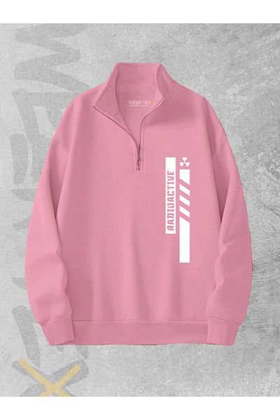 WEARTEX Radioactive Printed Unisex Sweatshirt with Half Zipper