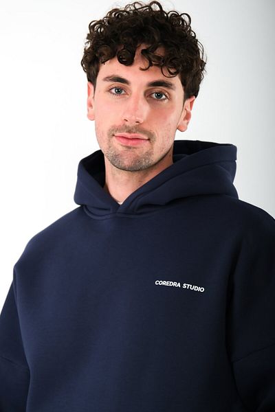 Coredra Ανδρικό φούτερ με κουκούλα Std Navy Blue - Oversize Fit