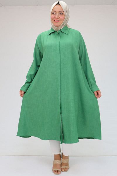 Eslina Green Green Large Size Mevlana Moskino Shirt Tunic - 38038