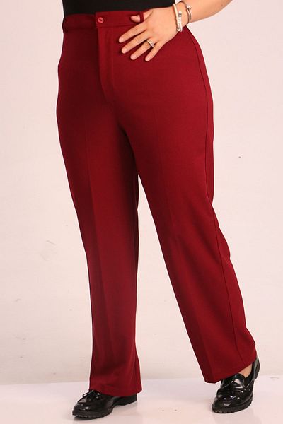 Eslina 39044 Large Size Claret Red Scuba Trousers - Elastic Waist