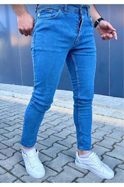 KING SEZAR Ανδρικό μπλε ίσιο κλασικό τζιν τζιν με κανονική εφαρμογή