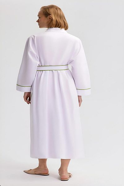 Touche Belted Waist Piping Detail Poplin Dress Mkn2023