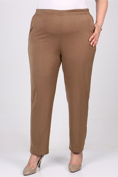 Eslina 29020 Large Size Elastic Waist Pipe Leg Oversize Trousers - Mink