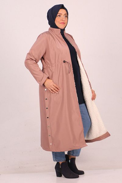 eslamood 33066 Large Size Prevailing Collar Sheepskin Bondite Cap-Powder