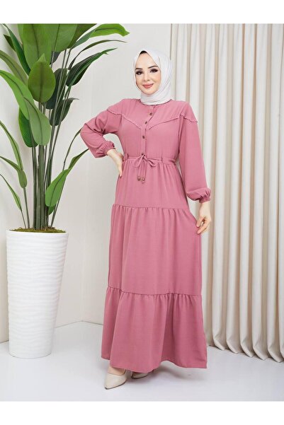 SHİROSA Γυναικείο φόρεμα Hijab με μισό κουμπί από ύφασμα Aerobin